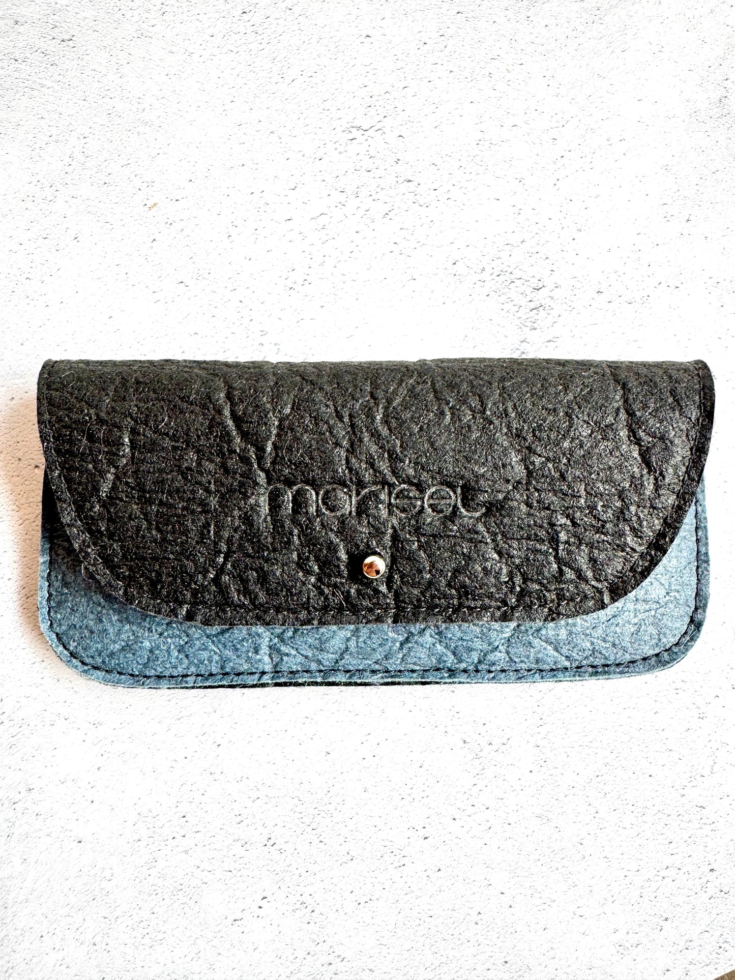 Piñatex Vegan Leather Eyewear Case in Blue with Black Flap