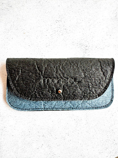 Piñatex Vegan Leather Eyewear Case in Blue with Black Flap