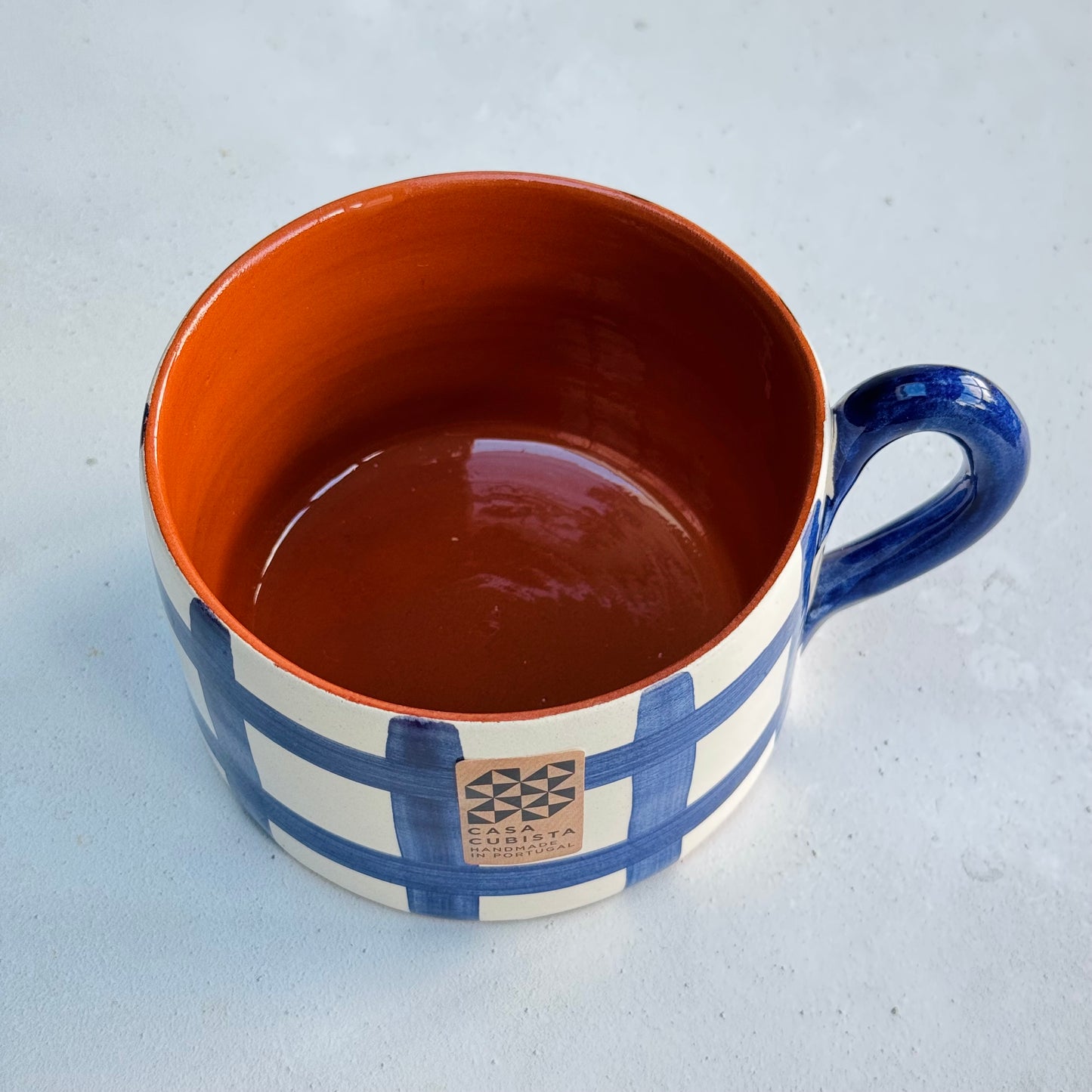 Blue Grid Flat Mug