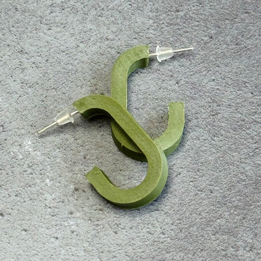 3D Printed Mini Oval Hoop Earrings in Khaki