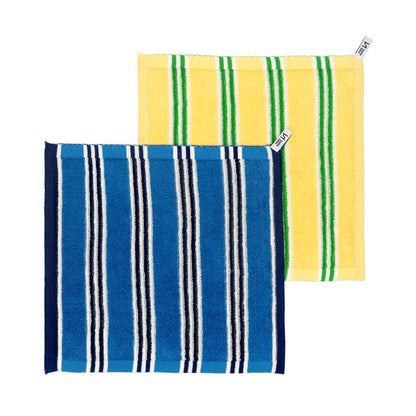Terry Towelling Flannels in Cobalt/Lemon Stripe
