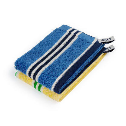 Terry Towelling Flannels in Cobalt/Lemon Stripe