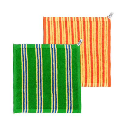 Terry Towelling Flannels in Green/Orange Stripe