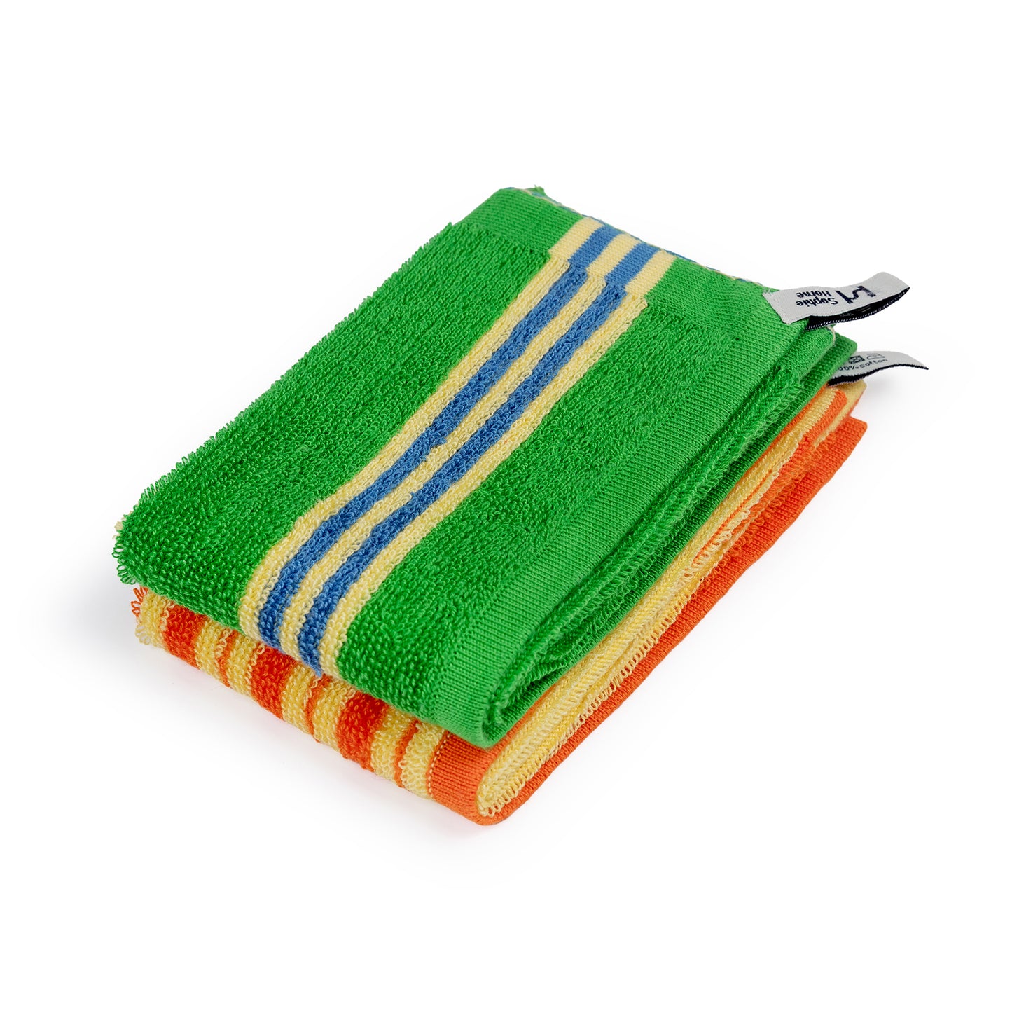 Terry Towelling Flannels in Green/Orange Stripe