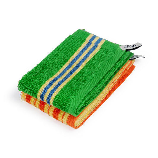Terry Towelling Flannels in Green/Orange Stripe
