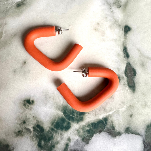 Triangle Hoop Earrings in Terracotta