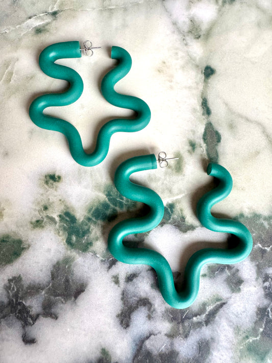 Wiggle Earrings in Teal