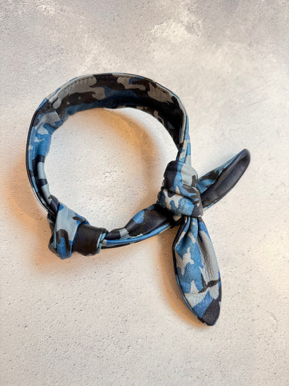 Leather Neckerchief in Blue Camo