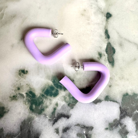 Triangle Hoop Earrings in Lilac