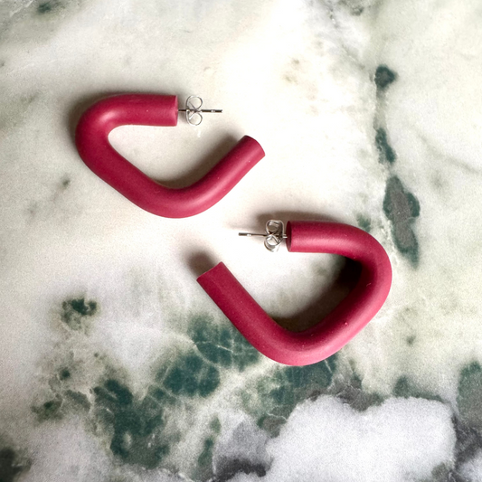 Triangle Hoop Earrings in Rust
