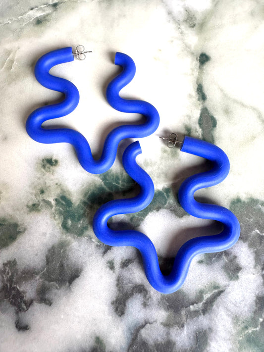 Wiggle Earrings in Cobalt Blue