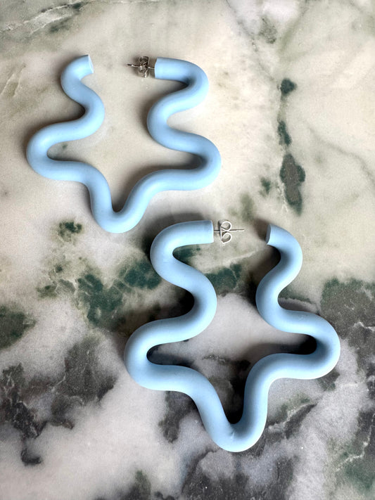 Wiggle Earrings in Pale Blue
