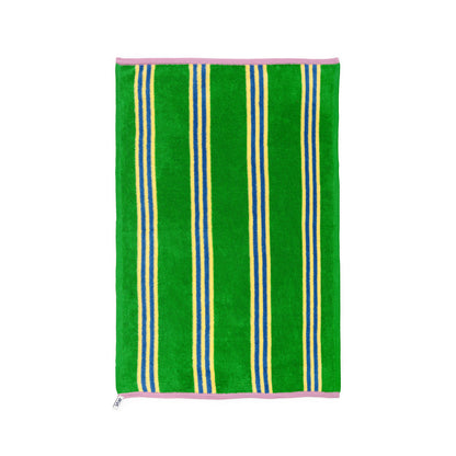 Terry Towelling Hand Towel in Green Stripe