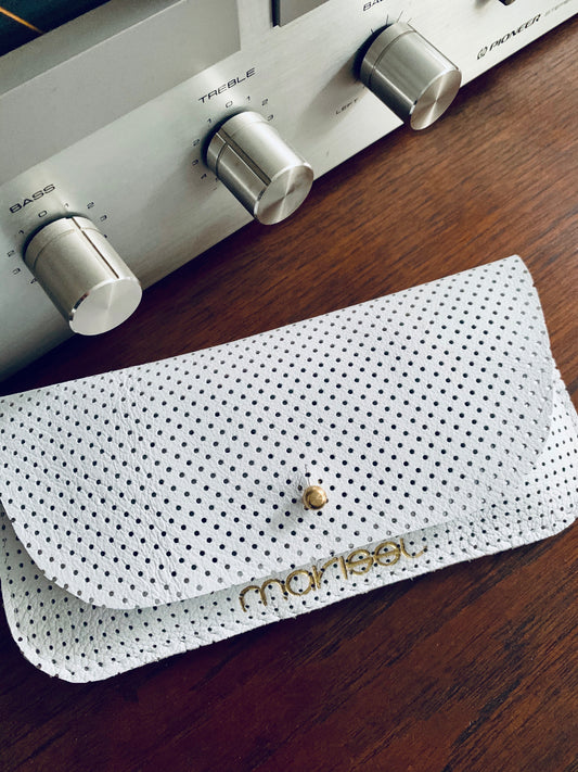 Eyewear Case in Perforated White Leather