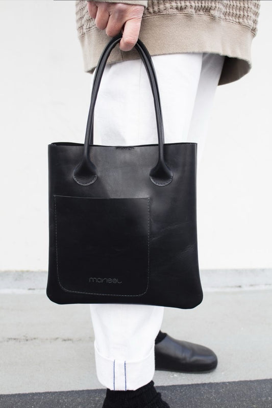 Mini Tote Bag in Black Leather