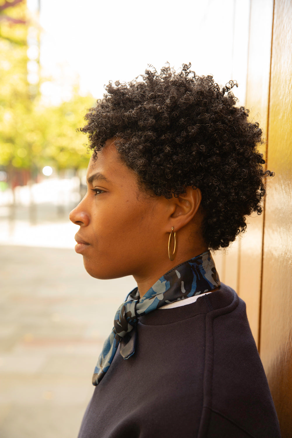 Leather Neckerchief in Blue Camo