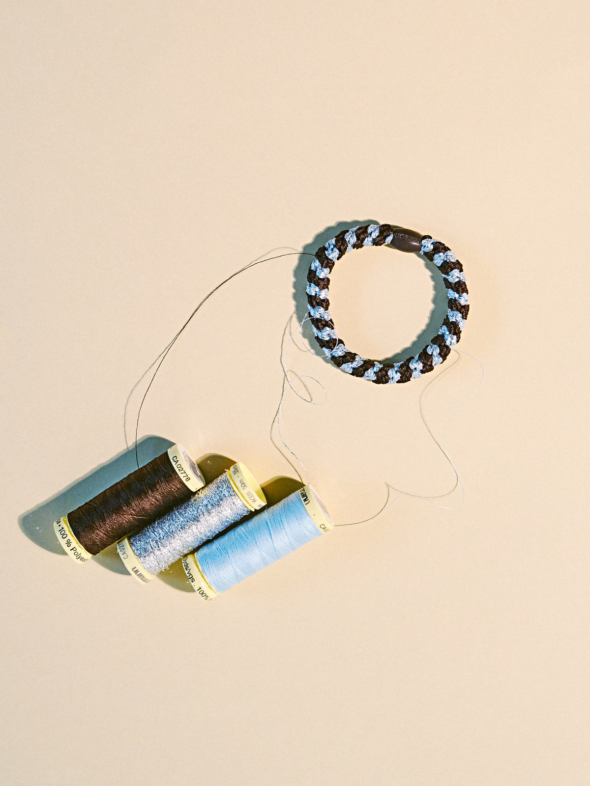 Kknekki Original Hair Tie in Brown & Sea Blue Glitter Stripe