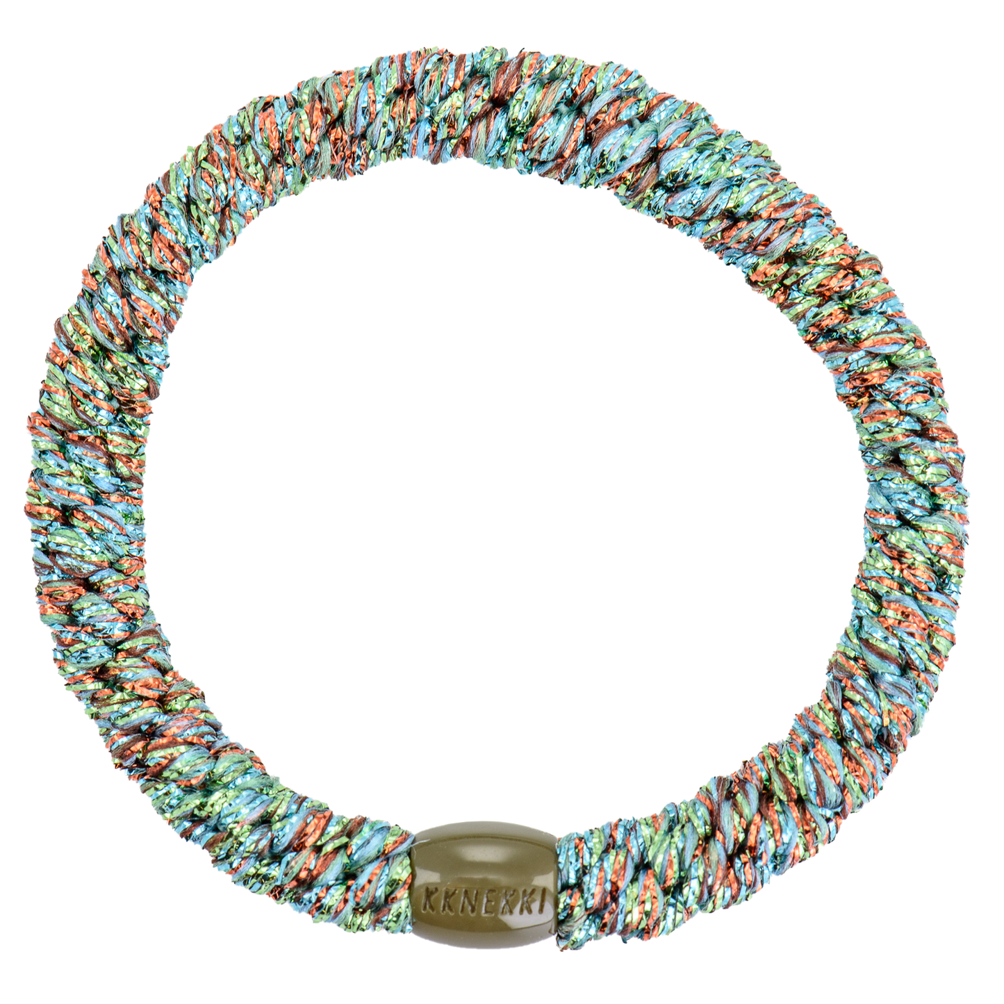 Kknekki Original Hair Tie in Coral & Green Glitter