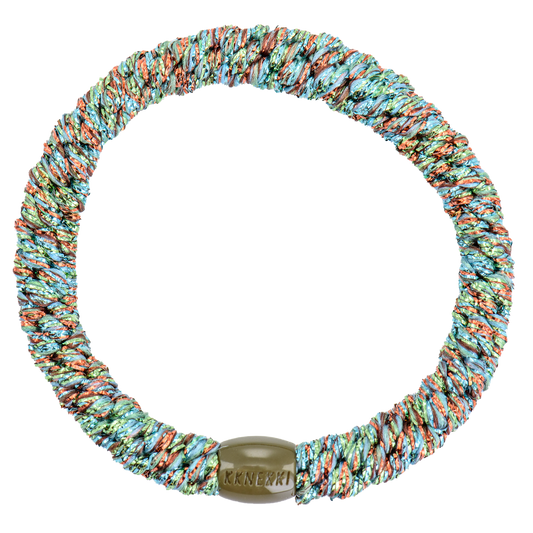 Kknekki Original Hair Tie in Coral & Green Glitter