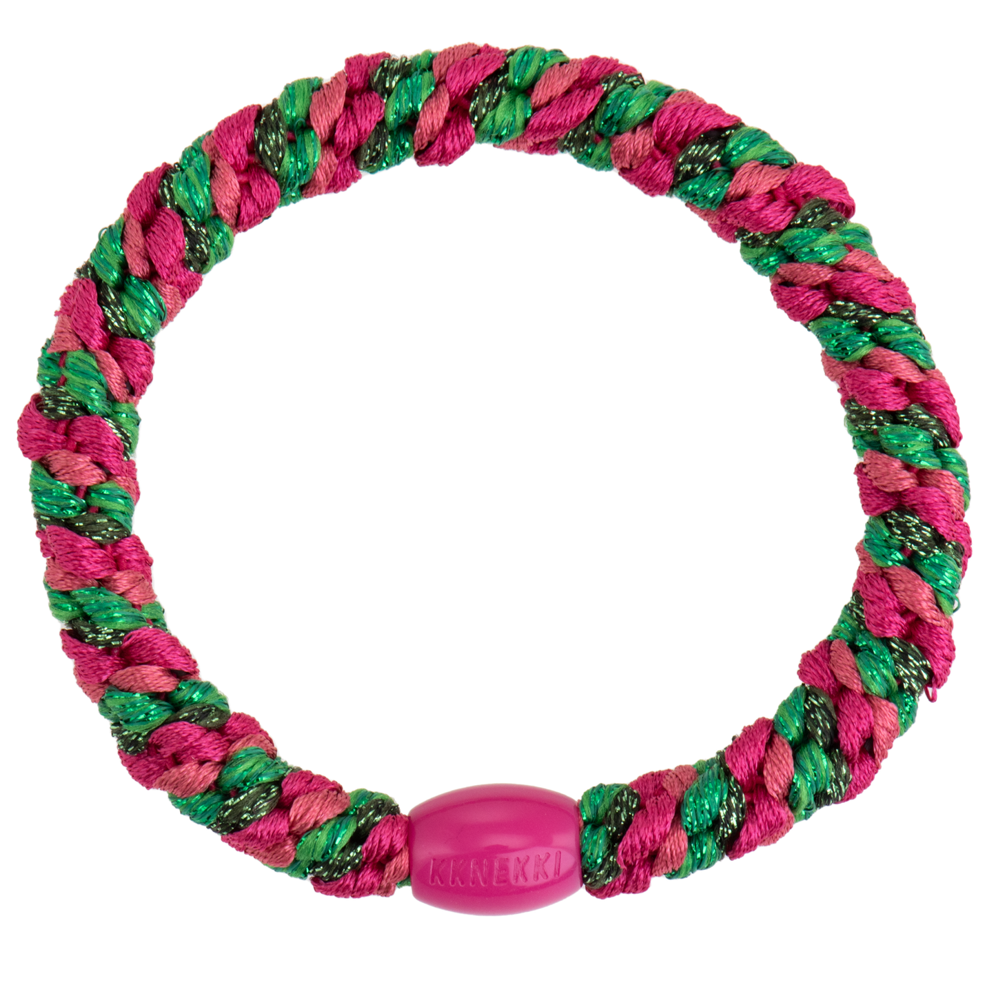 Kknekki Original Hair Tie in Strong Pink & Green Glitter Mix