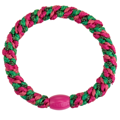 Kknekki Original Hair Tie in Strong Pink & Green Glitter Mix