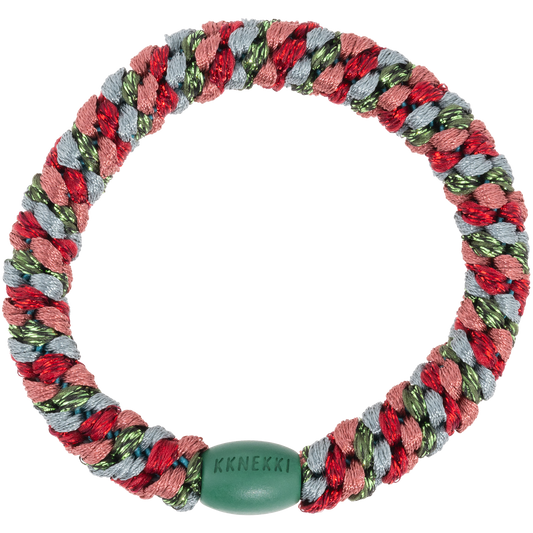 Kknekki Original Hair Tie in Green & Bordeaux Glitter Mix