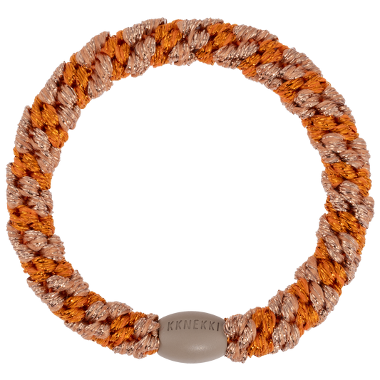 Kknekki Original Hair Tie in Orange & Rosewood Glitter Stripe