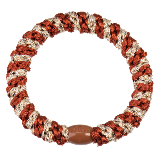 Kknekki Original Hair Tie in Rust & Beige Glitter Stripe