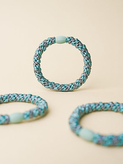 Kknekki Original Hair Tie in Teal & Steel Grey Glitter Stripe