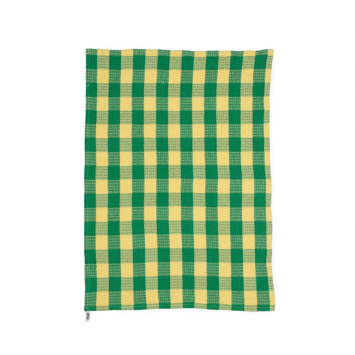 Cotton Waffle Tea Towels Pack of 2 in Checked Green