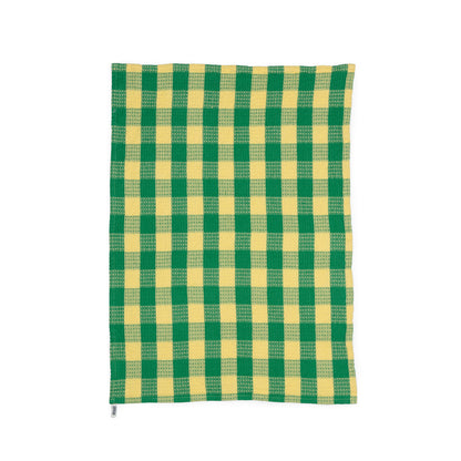 Cotton Waffle Tea Towels Pack of 2 in Checked Green