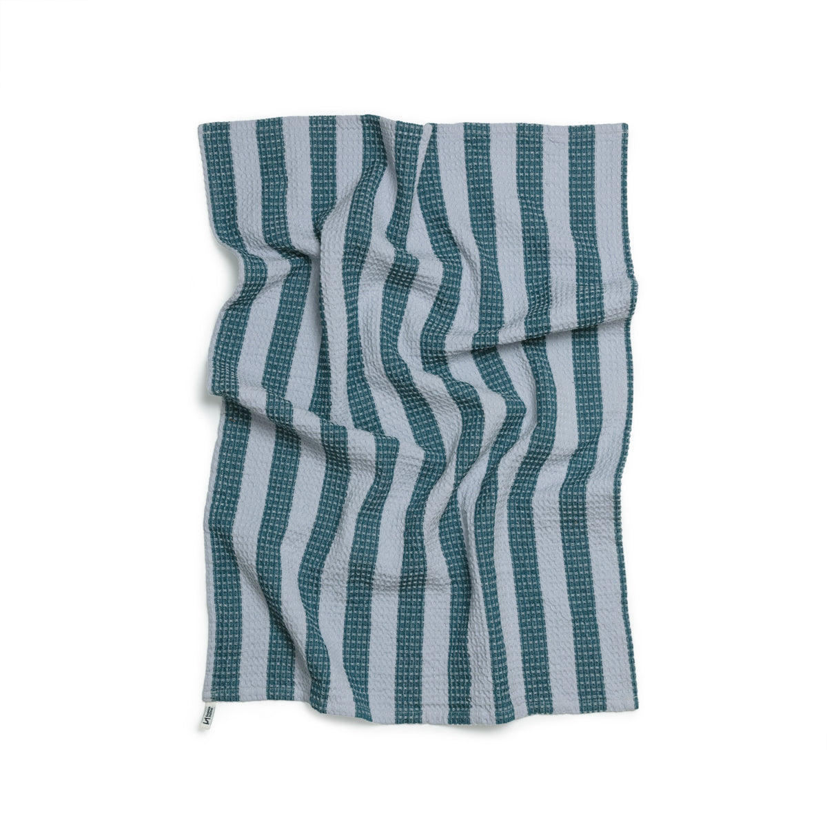Cotton Waffle Tea Towels Pack of 2 in Checked Green