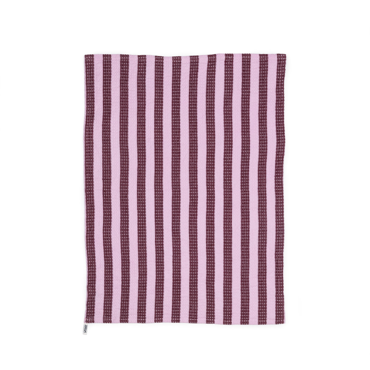 Cotton Waffle Tea Towels Pack of 2 in Striped Burgundy