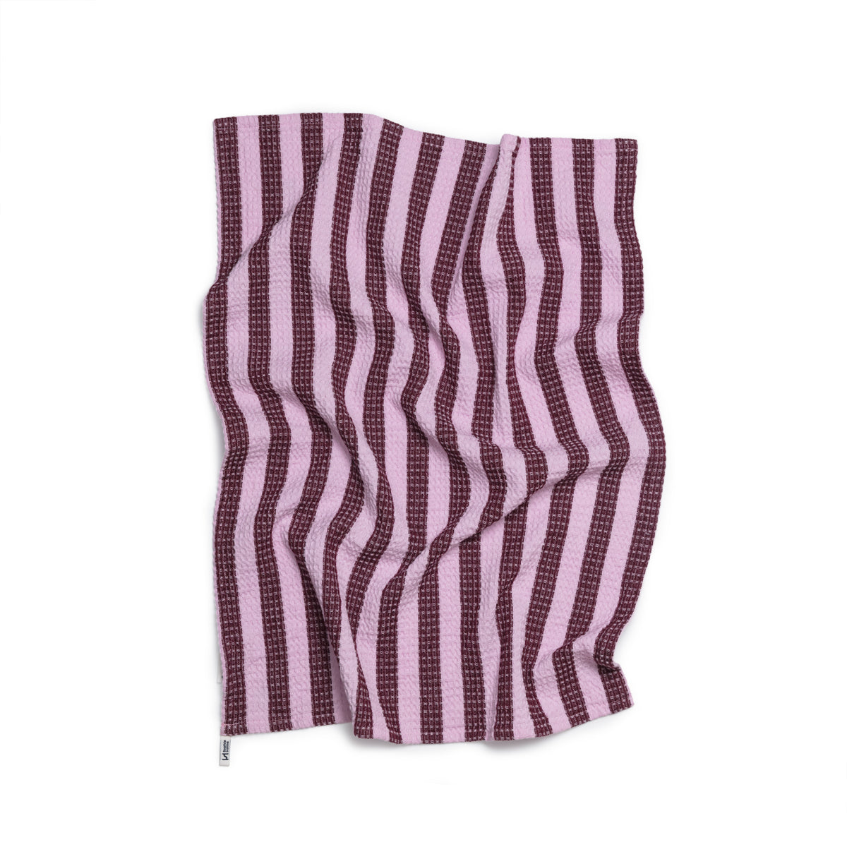 Cotton Waffle Tea Towels Pack of 2 in Striped Burgundy