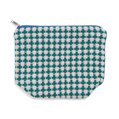 Recycled Cotton Wash Bag in Green & Pink