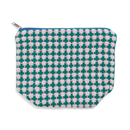 Recycled Cotton Wash Bag in Green & Pink