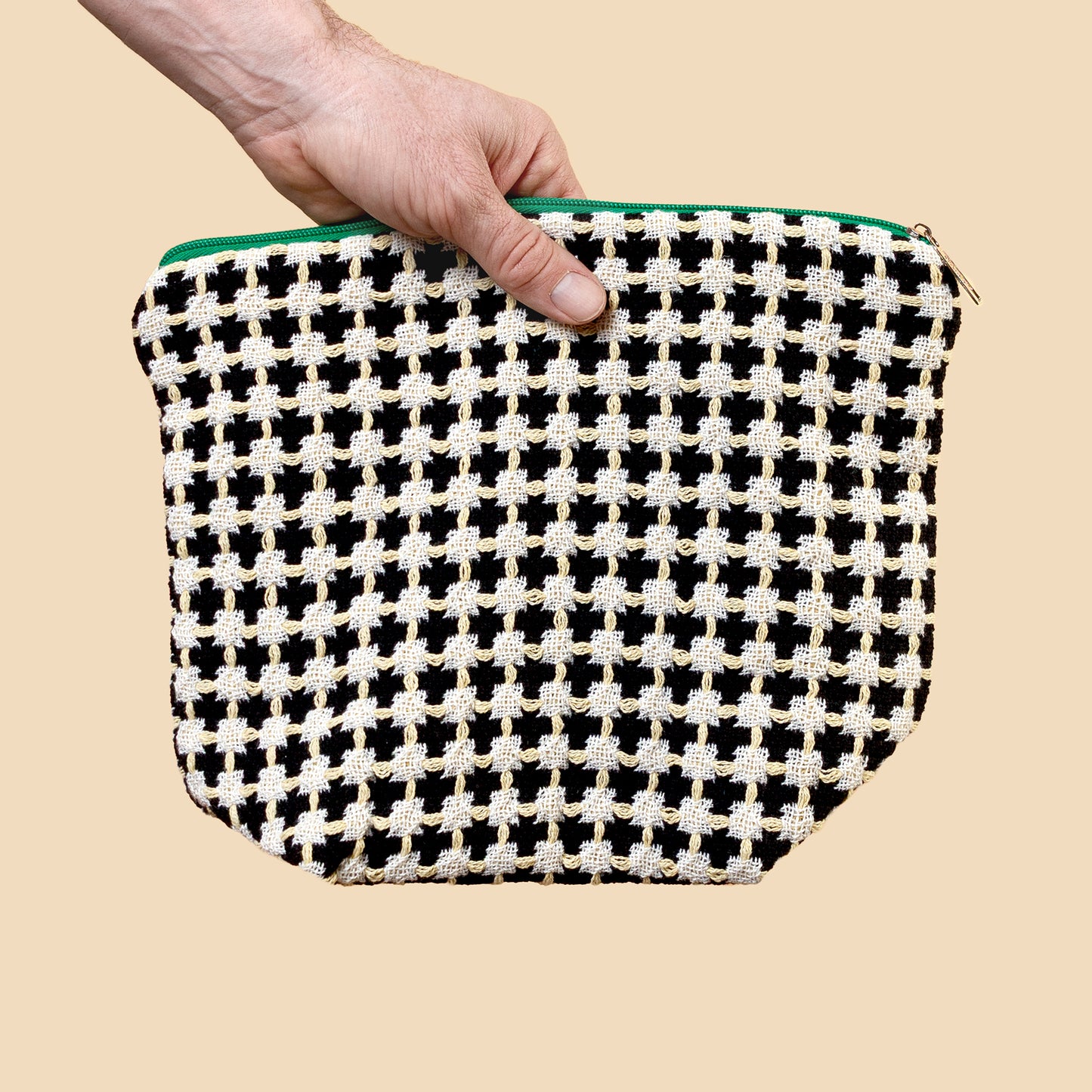 Recycled Cotton Wash Bag in Navy & Yellow