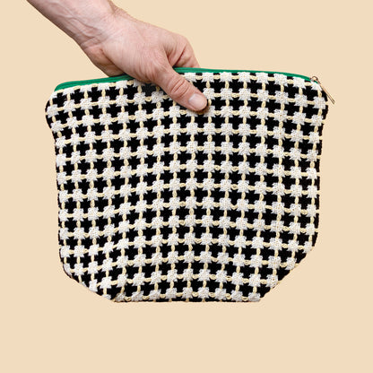 Recycled Cotton Wash Bag in Navy & Yellow