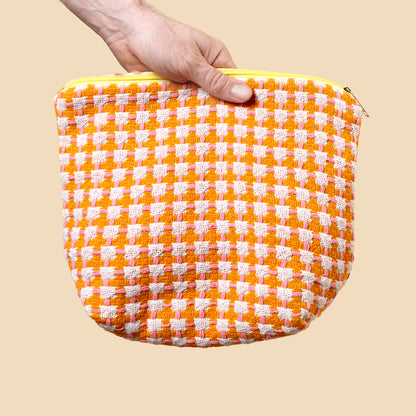 Recycled Cotton Wash Bag in Orange & Pink