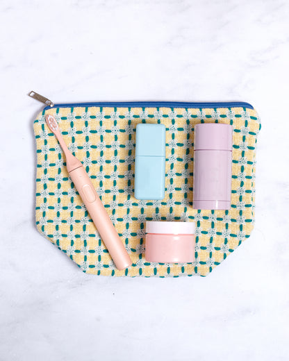 Recycled Cotton Wash Bag in Yellow & Green