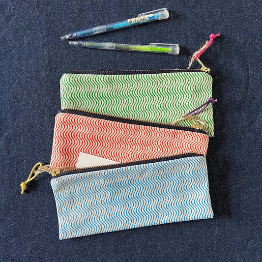 Wavy Slimline Screenprinted Pencil Case