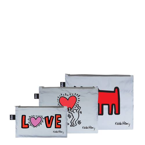 Keith Haring Dog, Heart, Love Reflective Zip Pockets