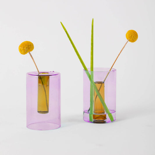 Duo Tone Small Reversible Vase in Lilac & Peach