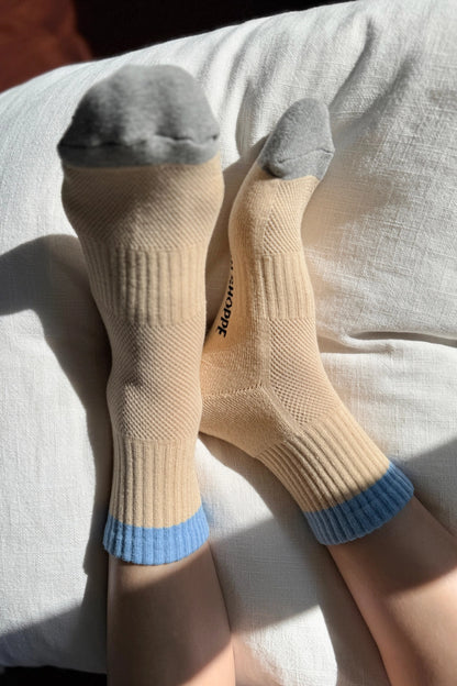 Colour Block Girlfriend Socks in Yellow & Blue