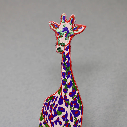 Giraffe Leather Bookmark in Pale Pink