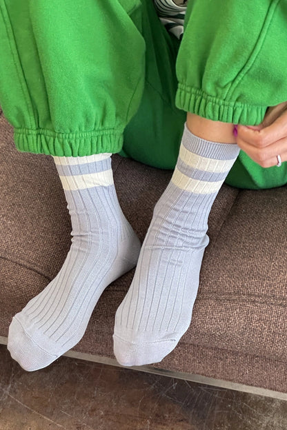 Her Socks Varsity in Stone White