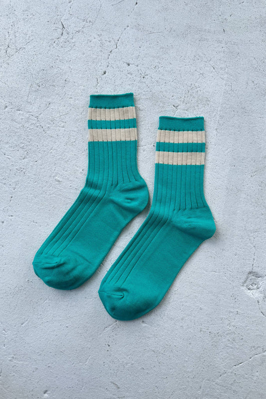 Her Socks Varsity in Jade