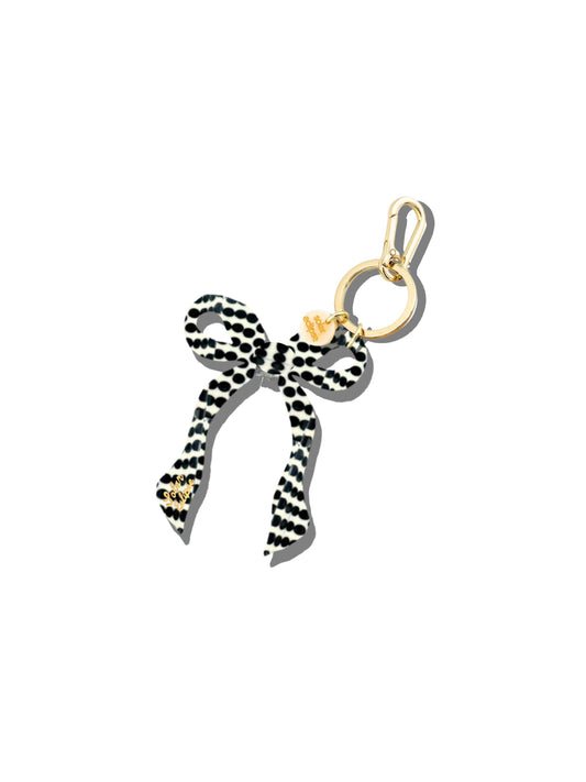 Coquette Bow Bag Charm & Keyring in Polka Dot