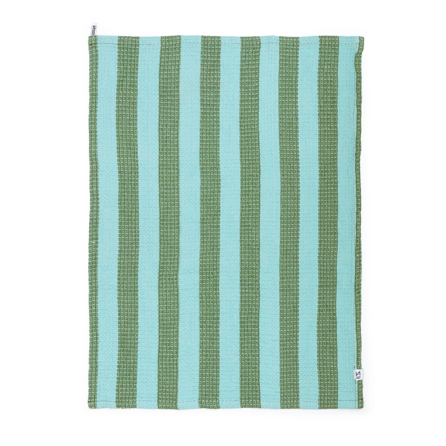 Cotton Waffle Tea Towels Pack of 2 in Green & Citrus Stripe
