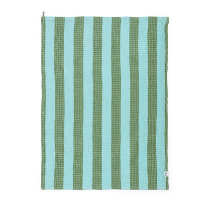 Cotton Waffle Tea Towels Pack of 2 in Green & Citrus Stripe